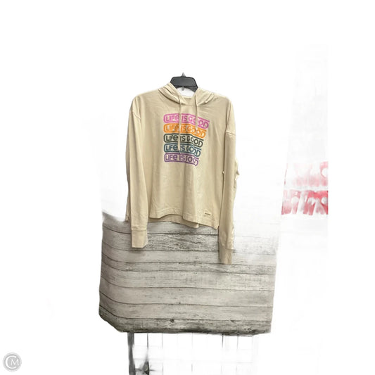 Sweatshirt Hoodie By Life Is Good In Cream, Size: L