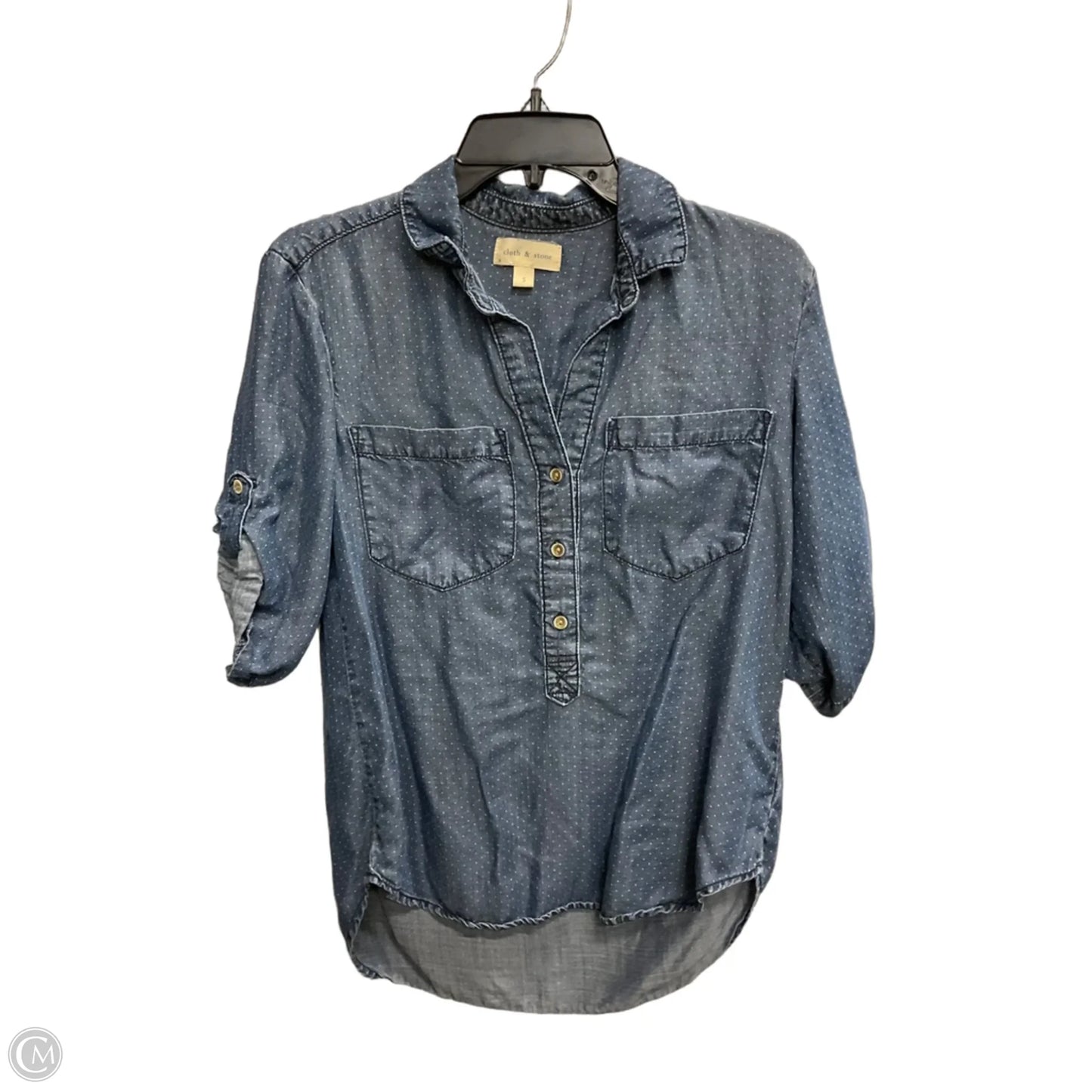 Blouse Short Sleeve By Cloth & Stone In Blue, Size: S