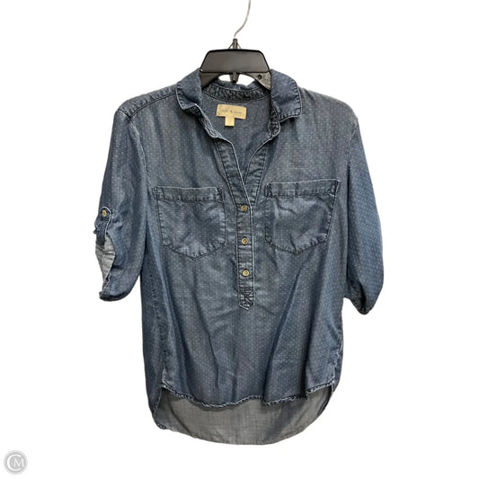 Blouse Short Sleeve By Cloth & Stone In Blue, Size: S