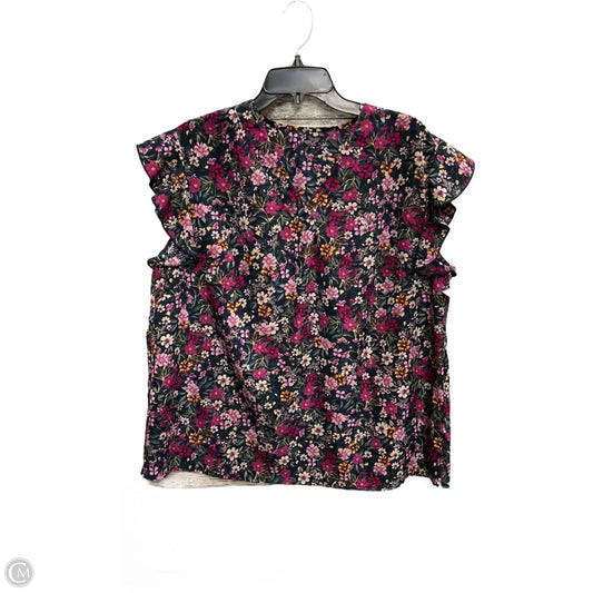 Top Short Sleeve By Shein In Floral Print, Size: Xl