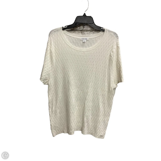 Sweater Short Sleeve By Calvin Klein In Cream, Size: Xl