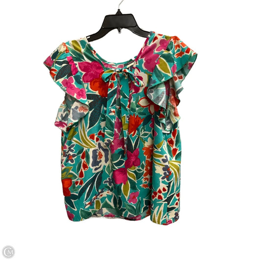 Top Short Sleeve By Shein In Tropical Print, Size: Xl