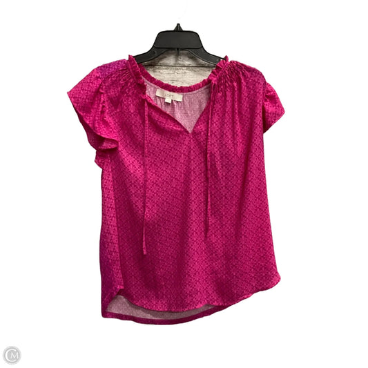 Top Short Sleeve By Loft In Pink, Size: L
