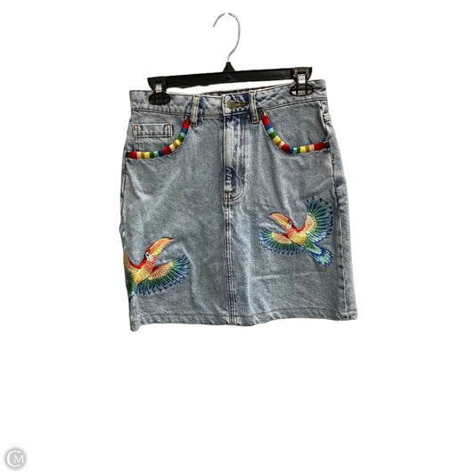 Skirt Mini & Short By Farm Rio In Blue Denim, Size: S