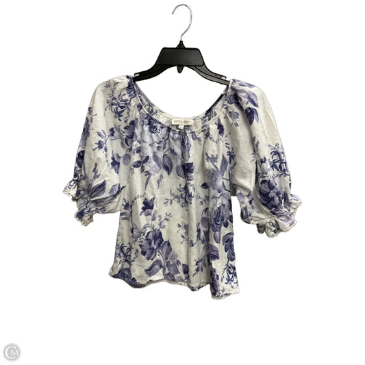 Top Short Sleeve By Laura Ashley In White, Size: S