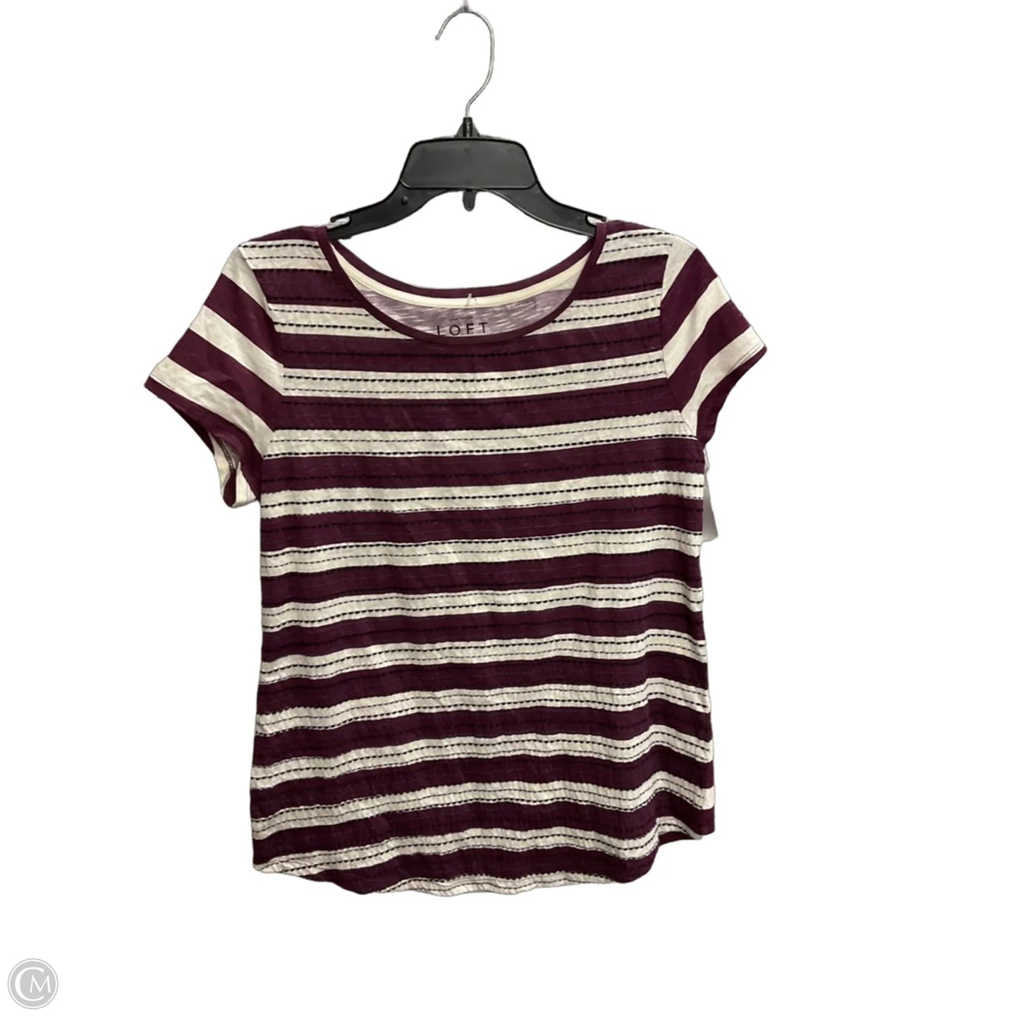 Top Short Sleeve Basic By Loft In Striped Pattern, Size: M