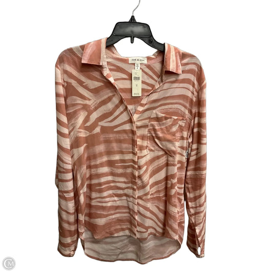 Blouse Long Sleeve By Cloth & Stone In Pink, Size: M