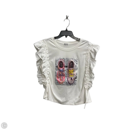 Top Short Sleeve By Why Dress In White, Size: L