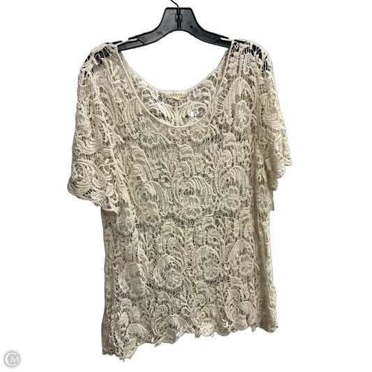 Top Short Sleeve By Adiva In Cream, Size: 1x