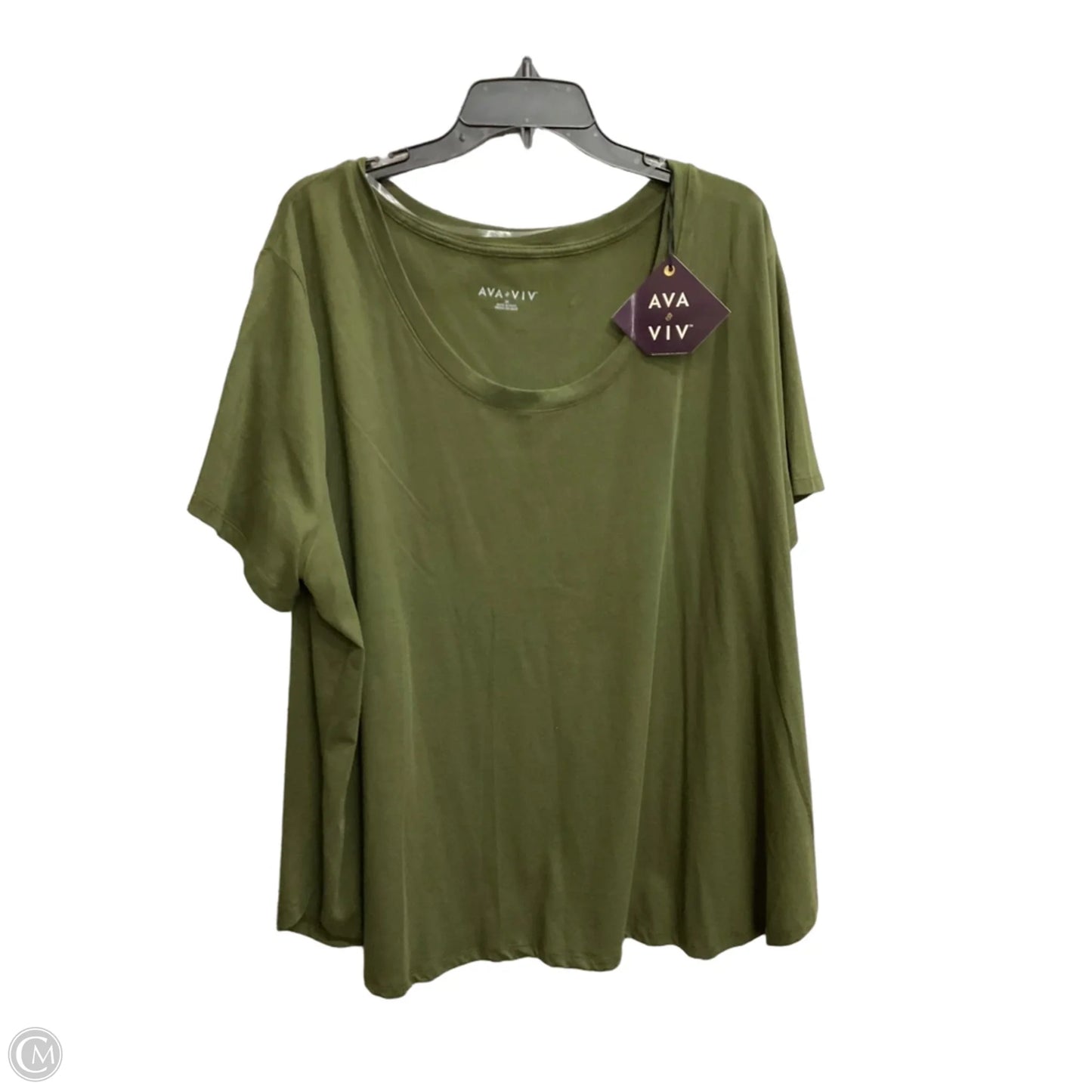 Top Short Sleeve Basic By Ava & Viv In Green, Size: 3x