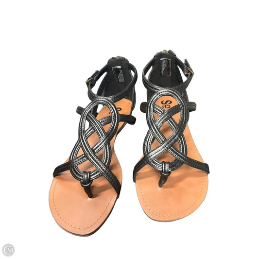 Sandals Flats By So In Black, Size: 9