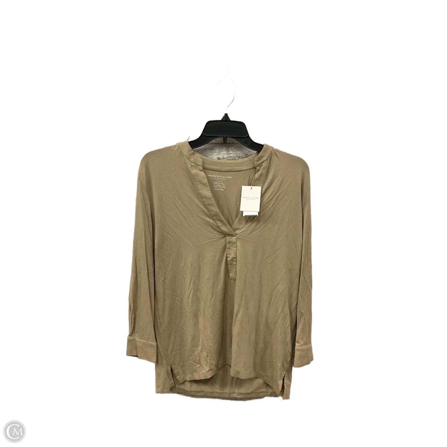 Top Long Sleeve By Majestic Filatures In Brown, Size: L