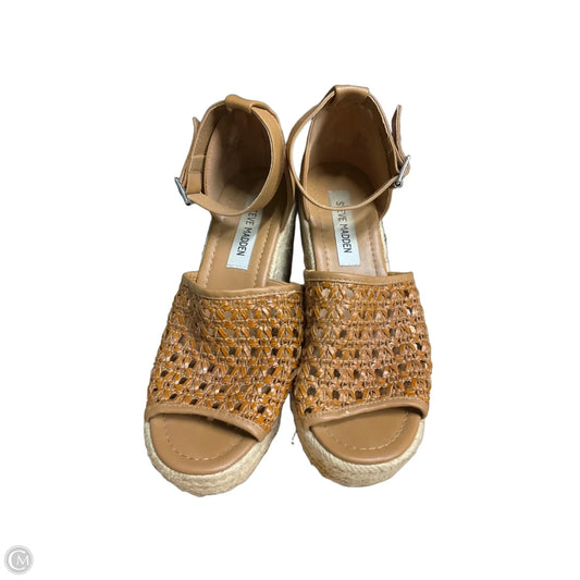 Sandals Heels Wedge By Steve Madden In Brown, Size: 7.5
