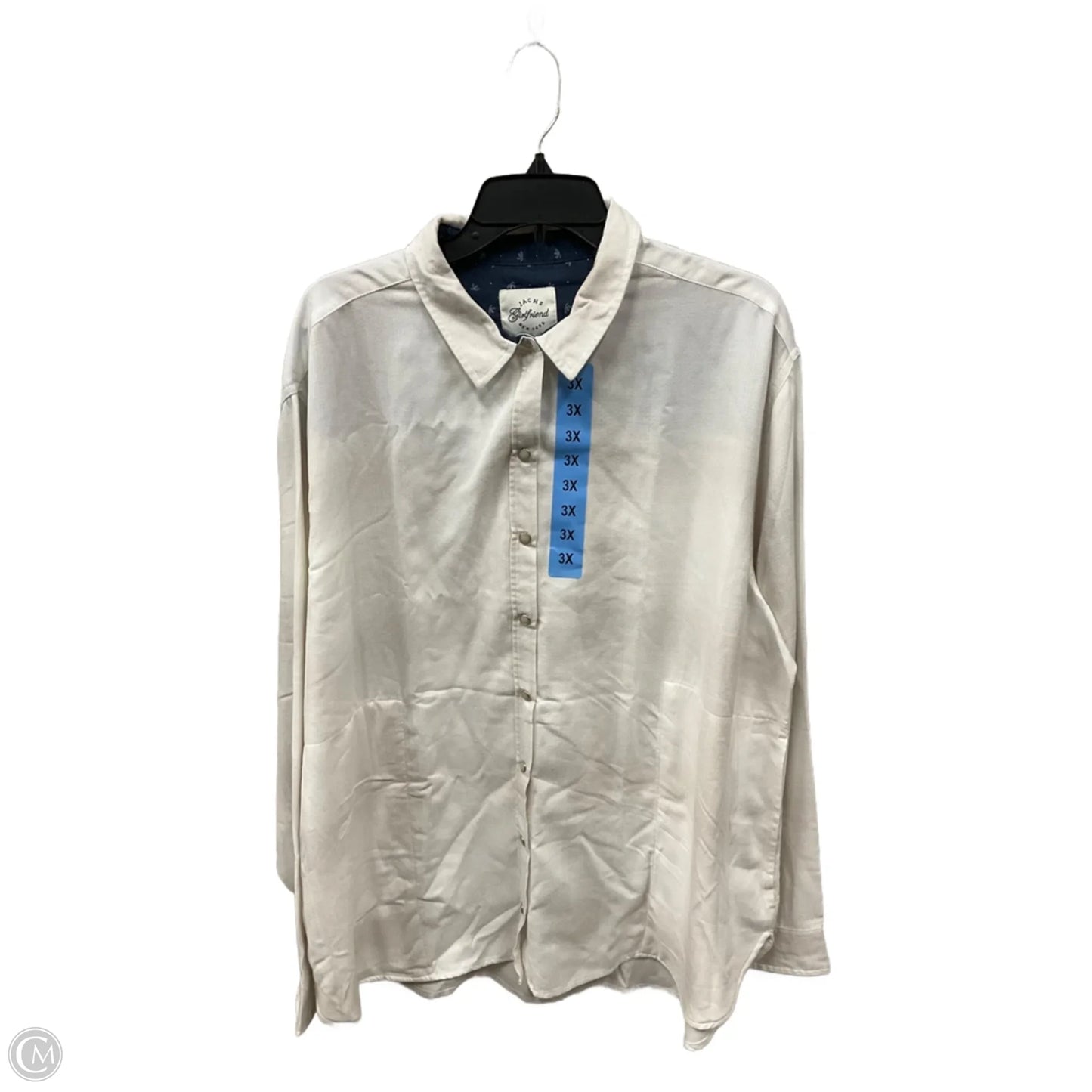 Blouse Long Sleeve By Jachs Girlfirend In White, Size: 3x