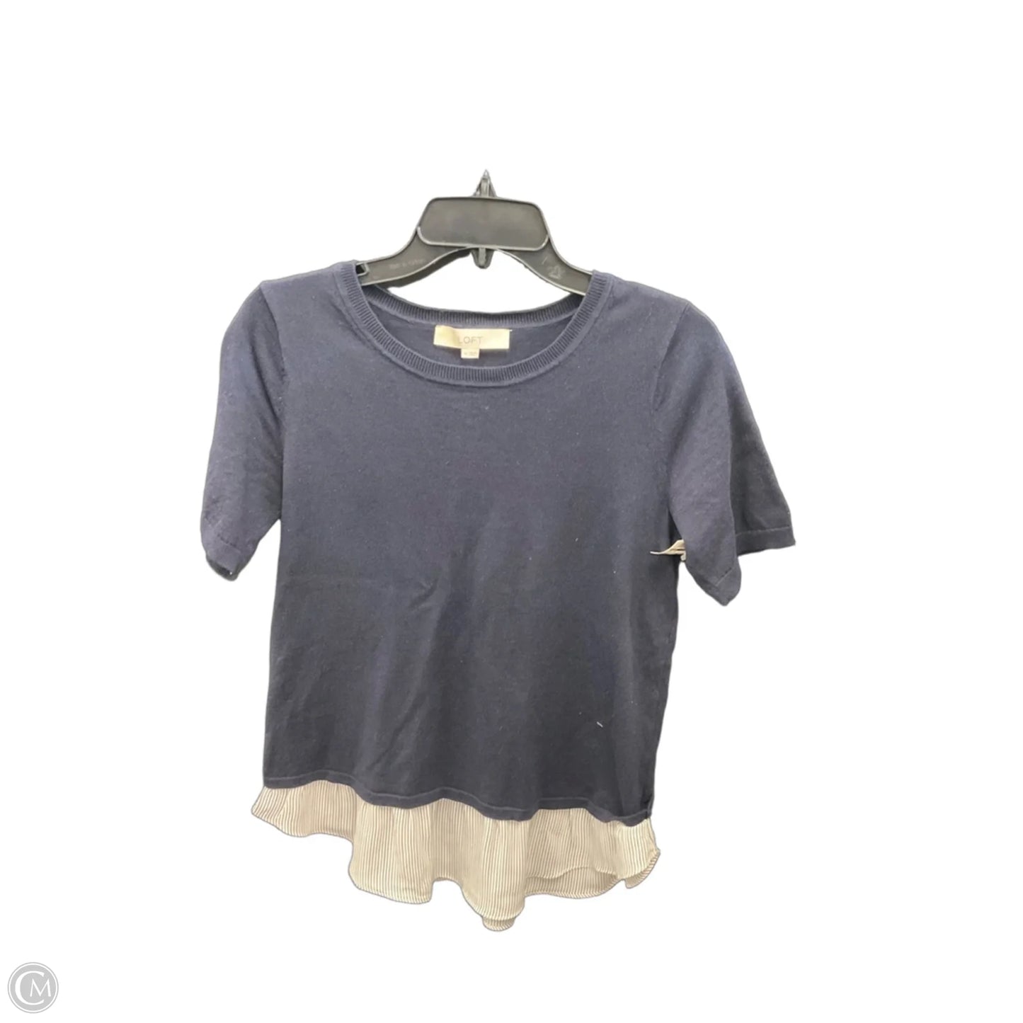 Top Short Sleeve By Loft In Navy, Size: Xs