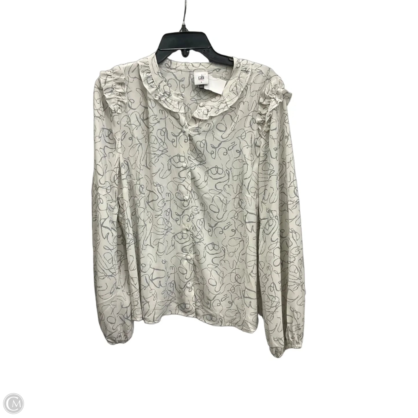Blouse Long Sleeve By Cabi In White, Size: L