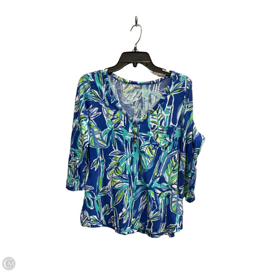 Top 3/4 Sleeve Designer By Lilly Pulitzer In Blue, Size: L
