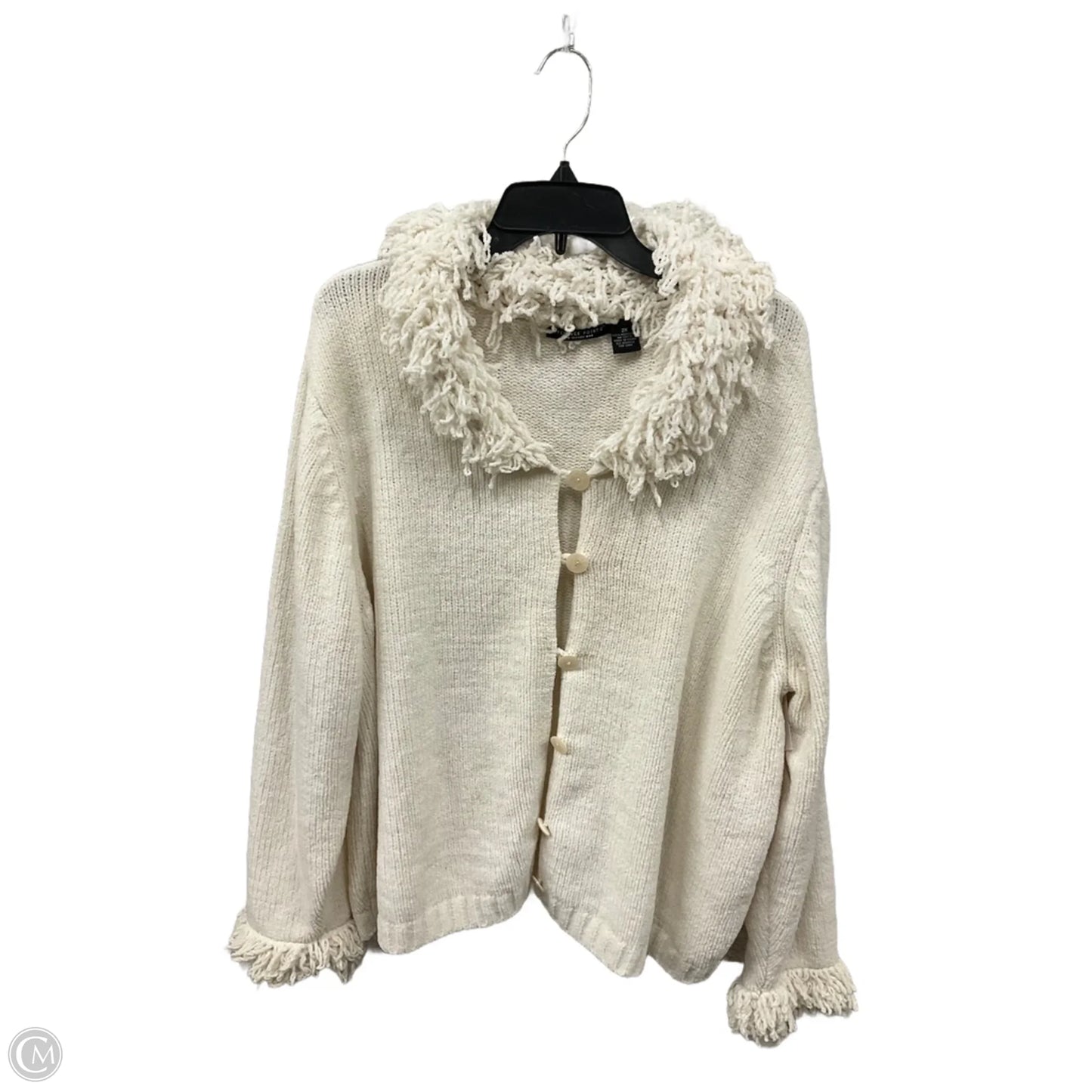 Cardigan By Reference Point In Cream, Size: 2x