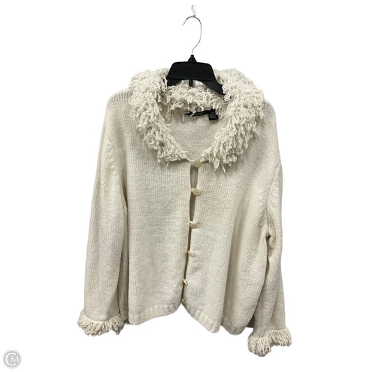 Cardigan By Reference Point In Cream, Size: 2x