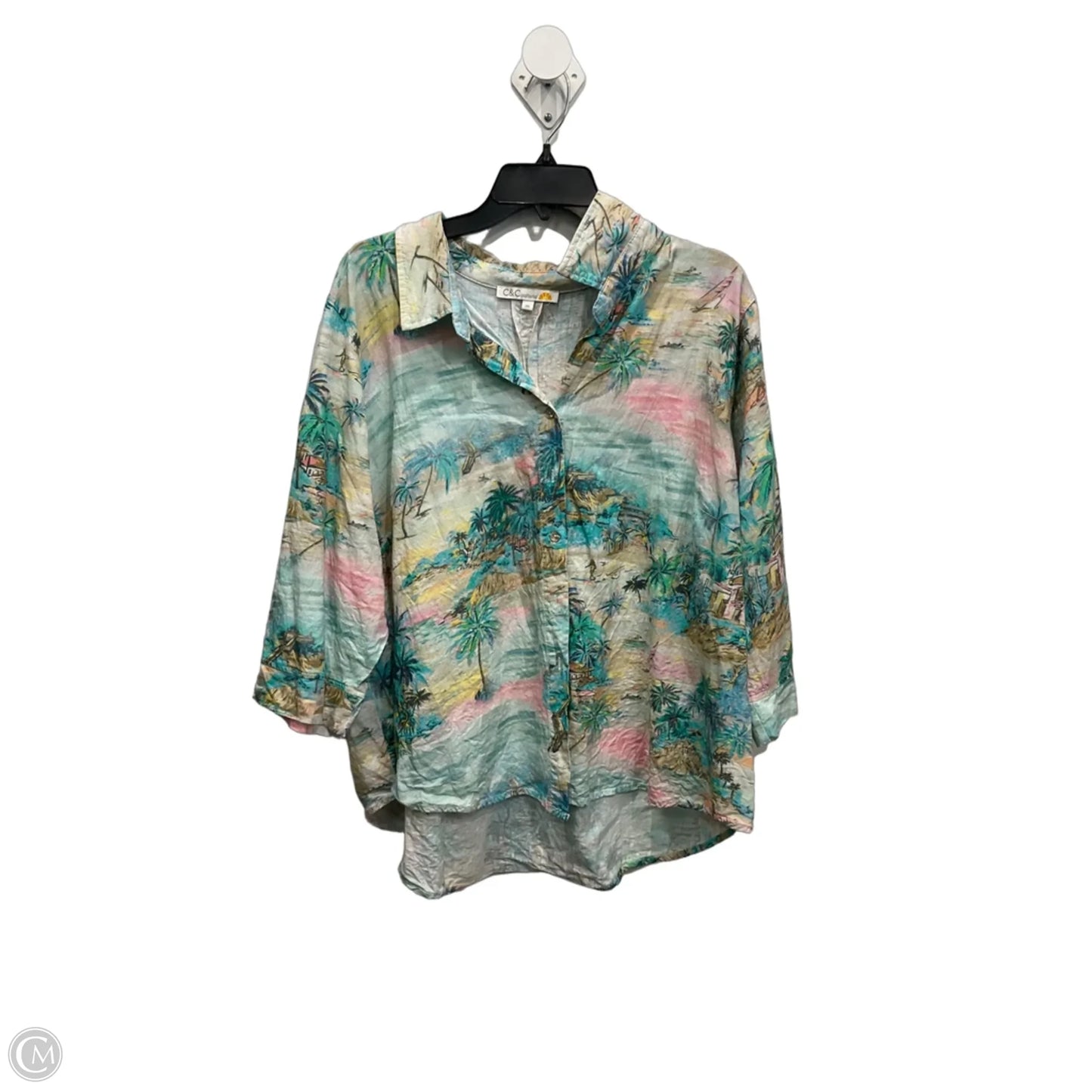 Blouse Long Sleeve By C And C In Tropical Print, Size: 3x