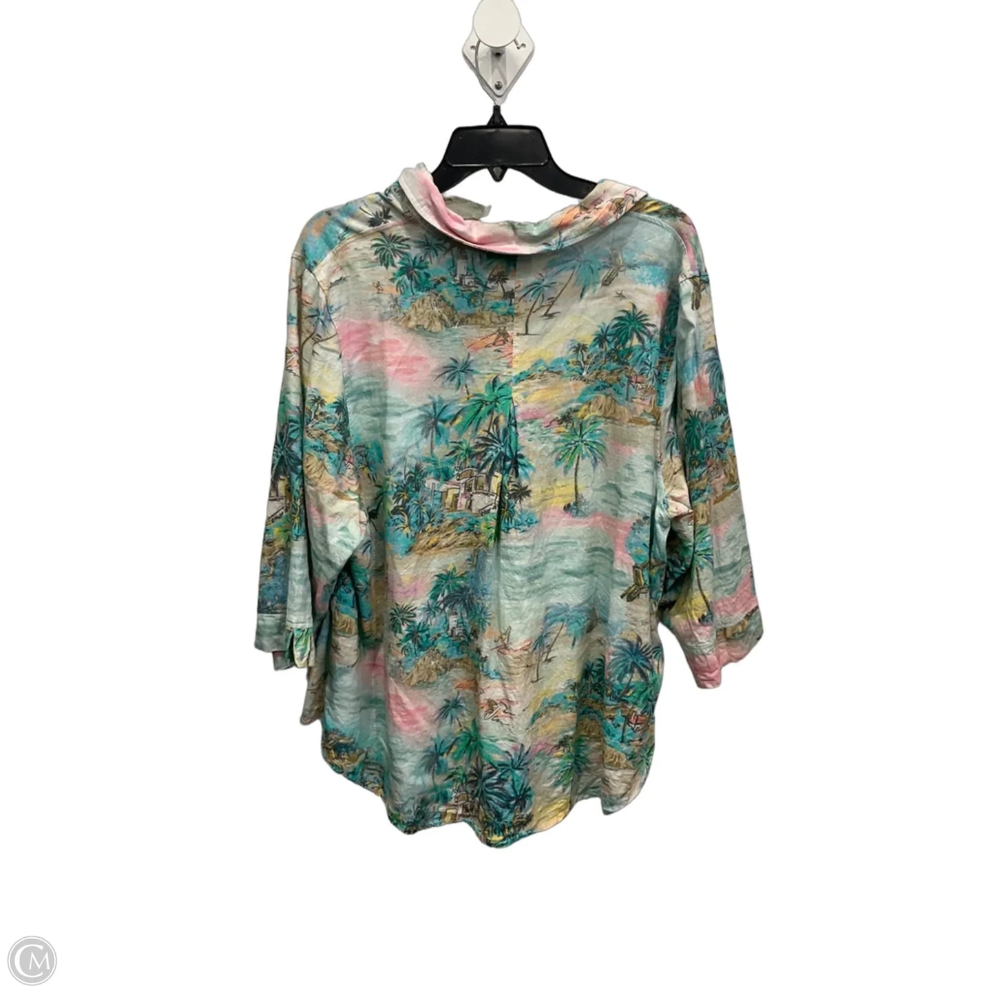 Blouse Long Sleeve By C And C In Tropical Print, Size: 3x