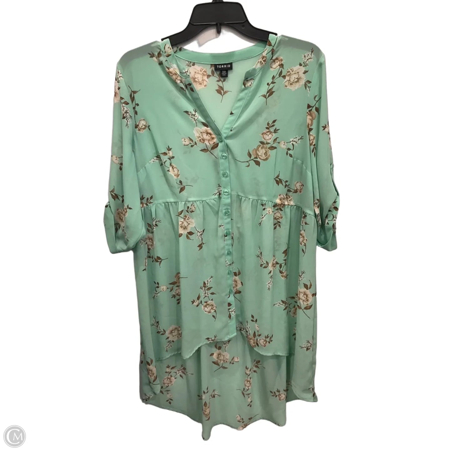 Blouse Long Sleeve By Torrid In Green, Size: L