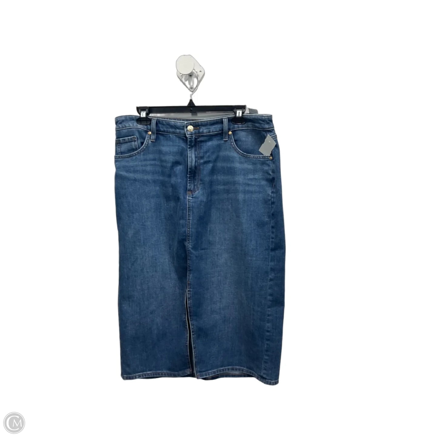 Skirt Midi By Chicos In Blue Denim, Size: 14