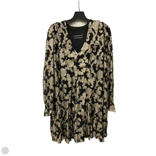 Dress Casual Midi By Anthropologie In Black & Gold, Size: L