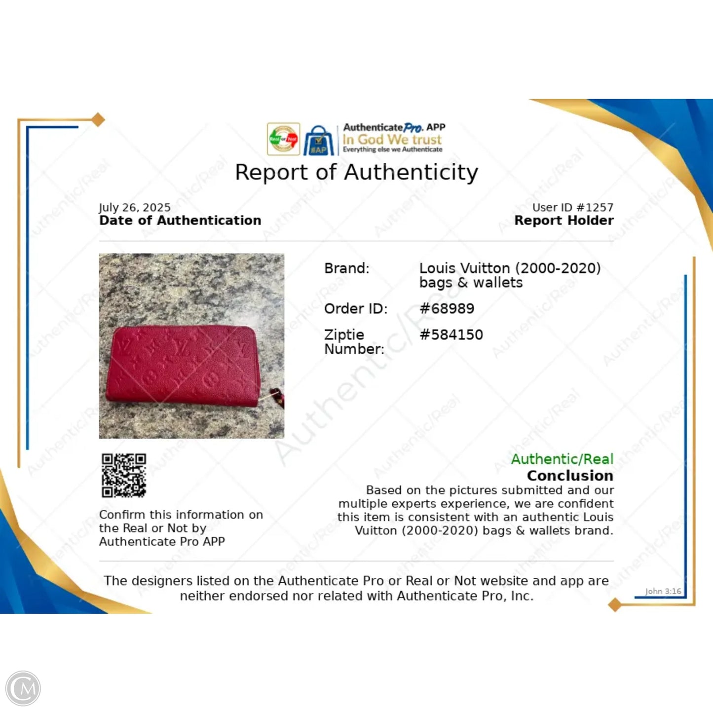 Wallet Luxury Designer By Louis Vuitton, Size: Large