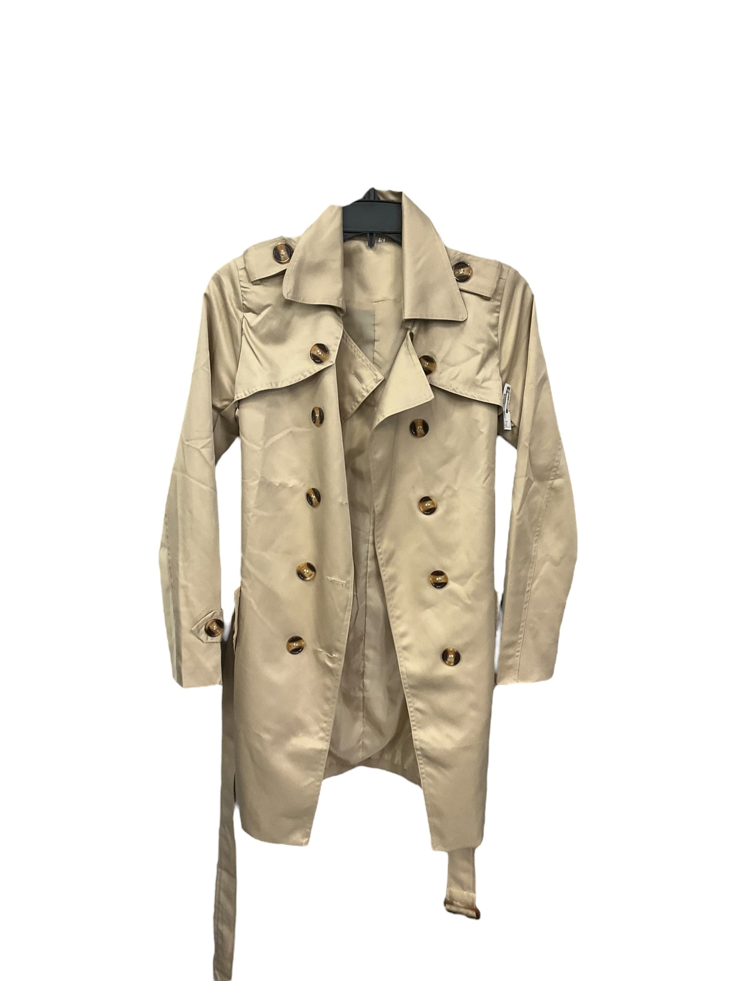 Coat Trenchcoat By Cmc In Beige, Size: S