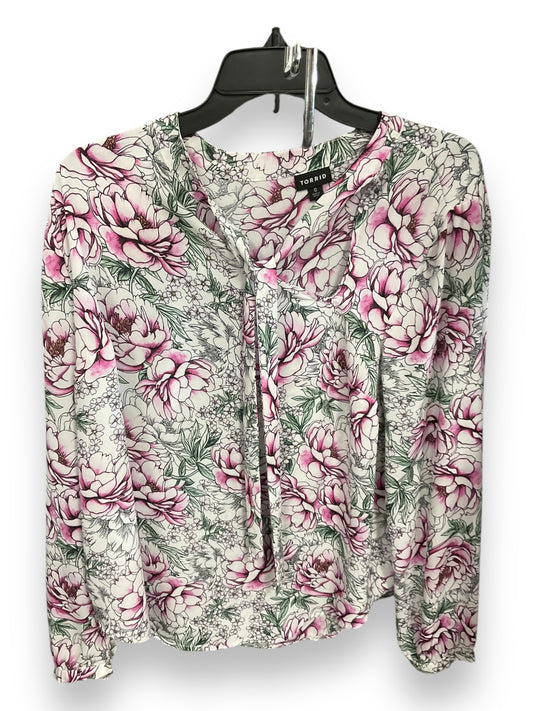 Blouse Long Sleeve By Torrid In Floral Print, Size: Xl