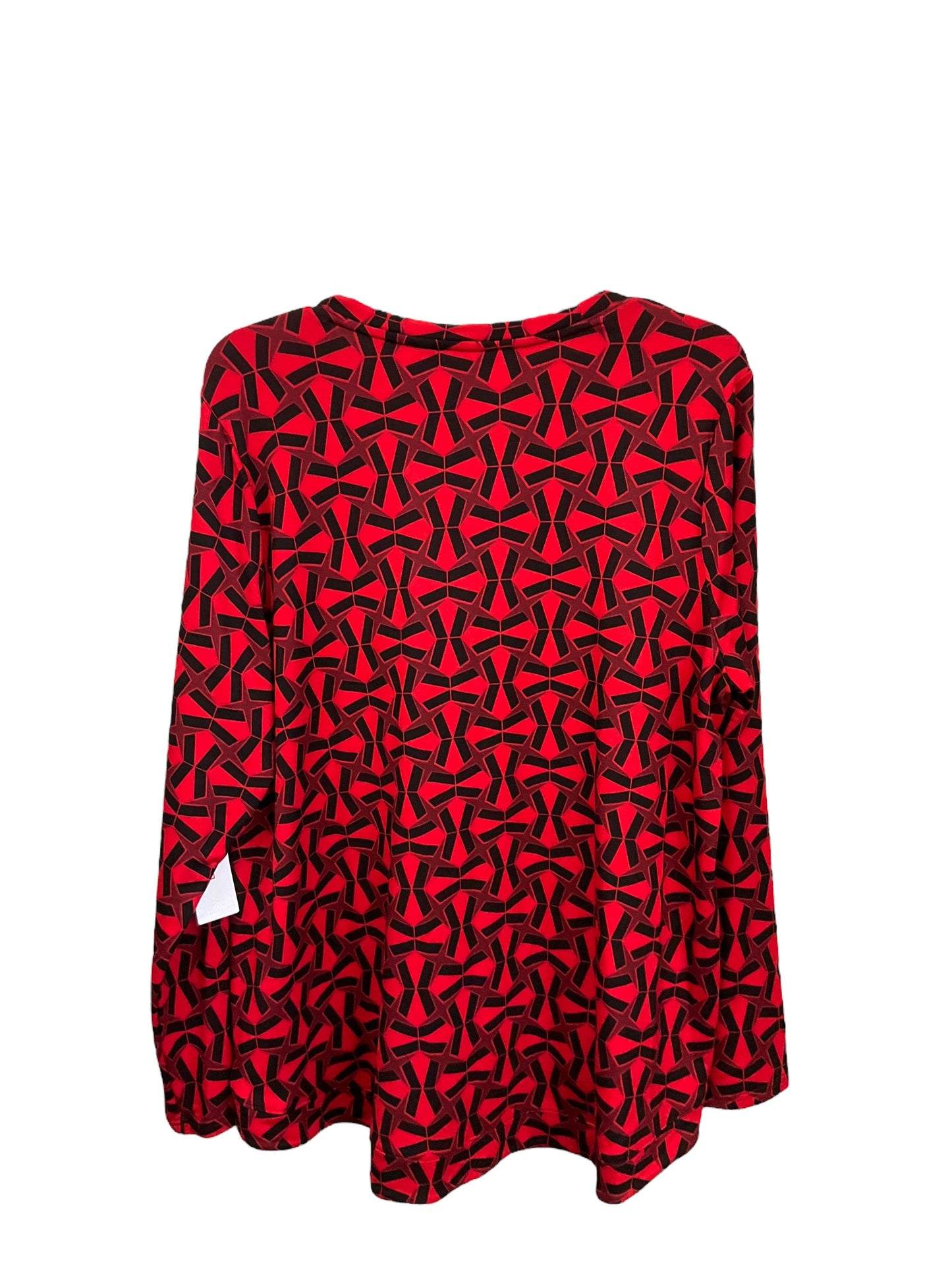 Top Long Sleeve By Liz Claiborne In Black & Red, Size: Xl