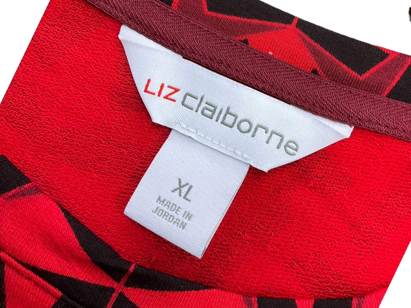 Top Long Sleeve By Liz Claiborne In Black & Red, Size: Xl