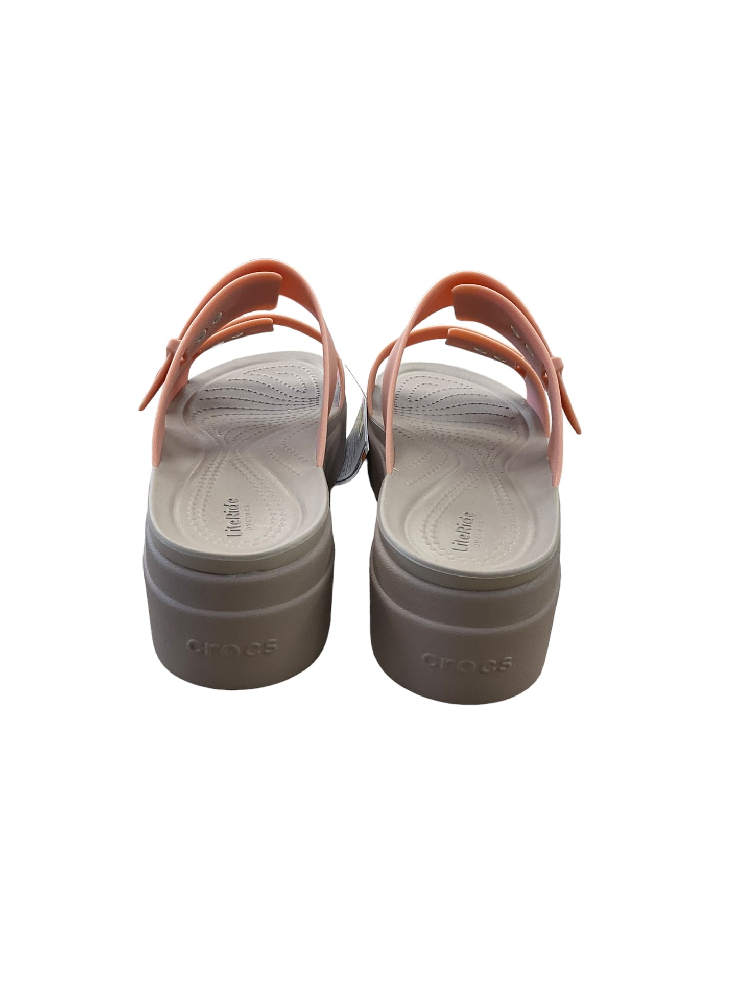 Sandals Flats By Crocs In Peach, Size: 9