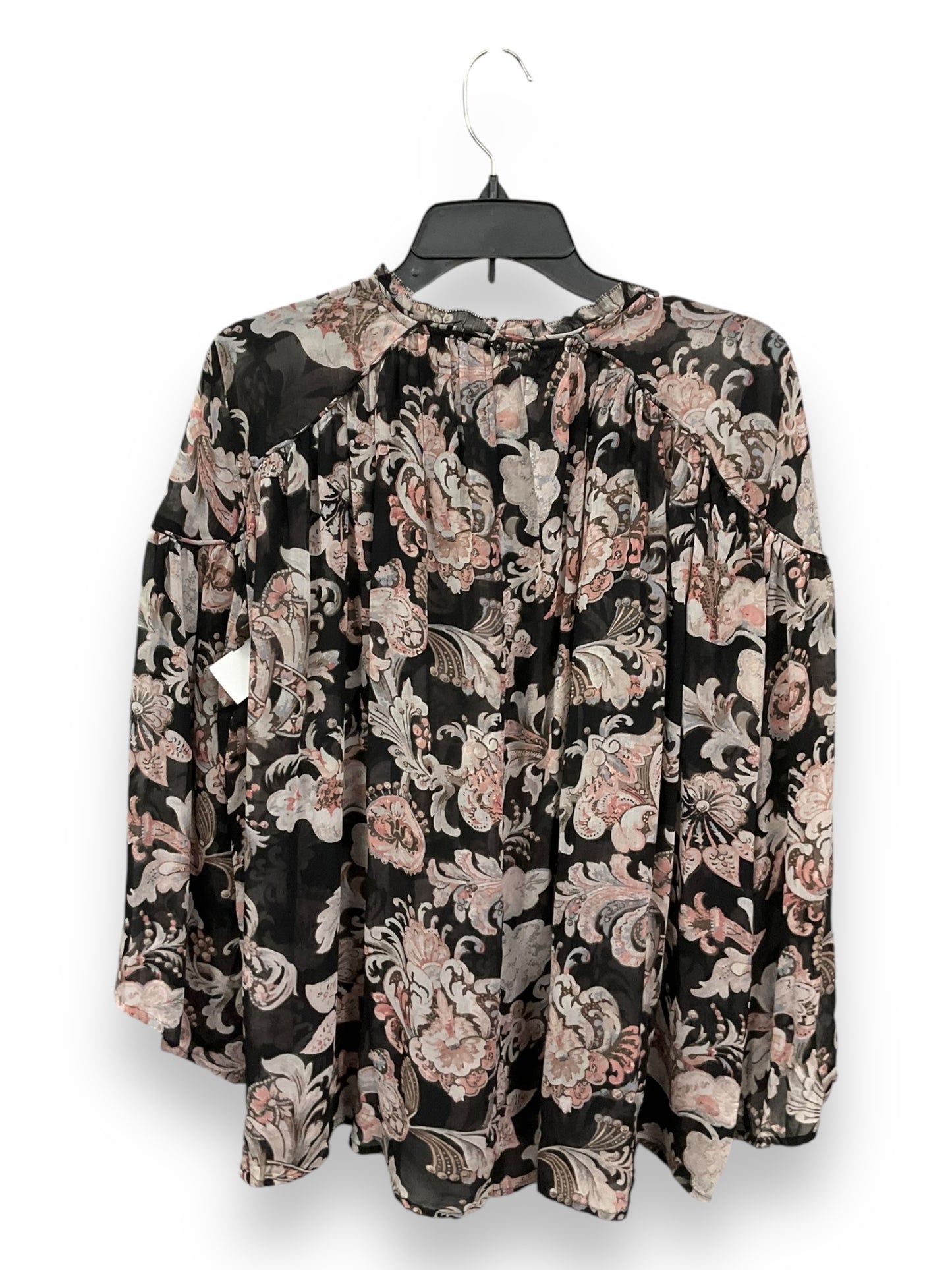 Blouse Long Sleeve By Loft In Black & Cream, Size: Xl