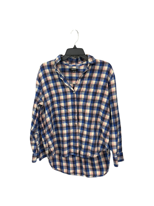 Top Long Sleeve By Madewell In Plaid Pattern, Size: M