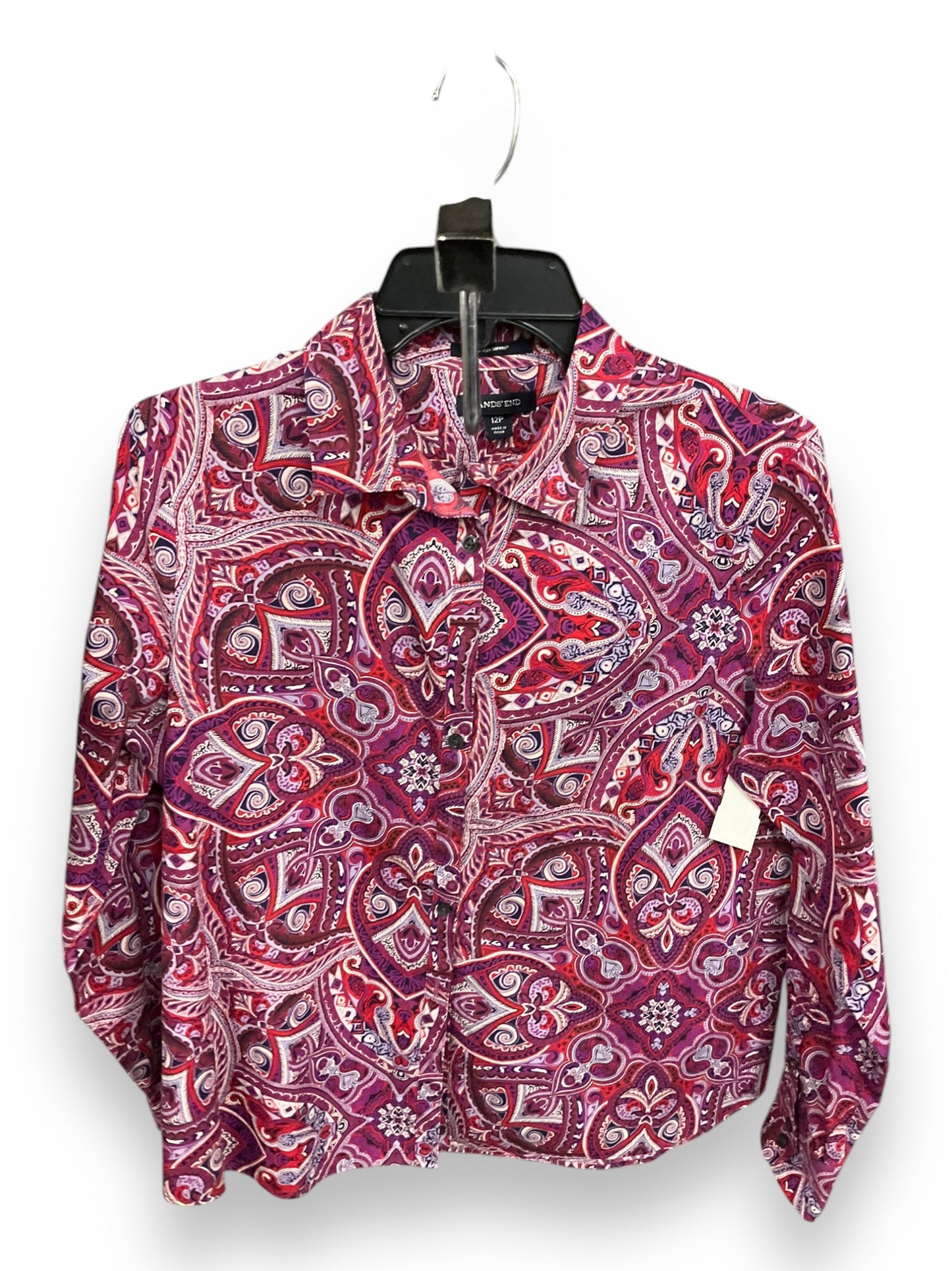 Blouse Long Sleeve By Lands End In Paisley Print, Size: 12p