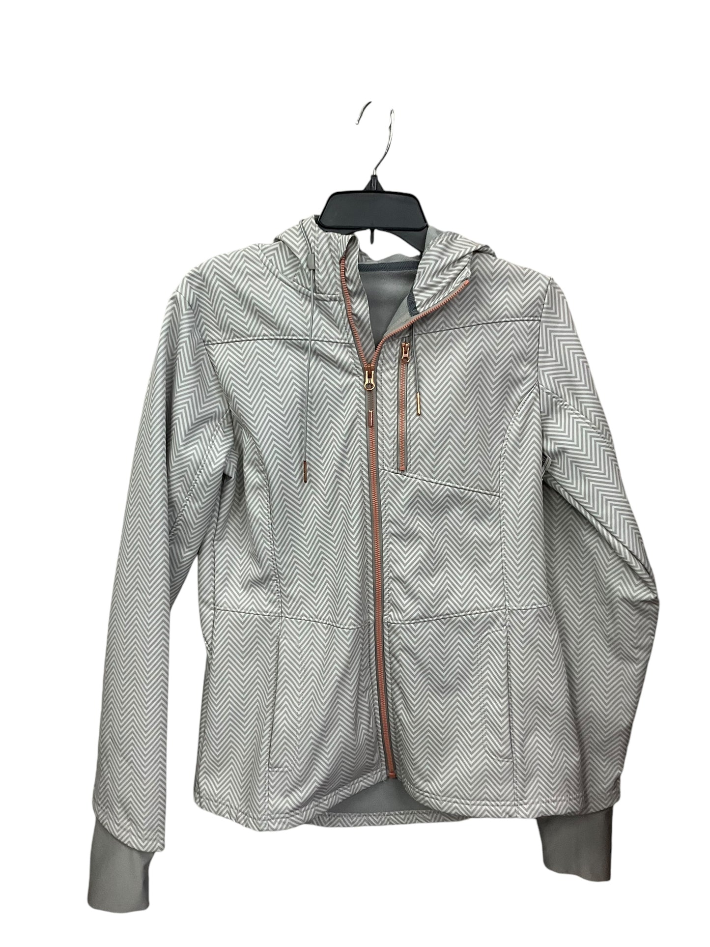 Jacket Windbreaker By Mondetta In Grey White, Size: M