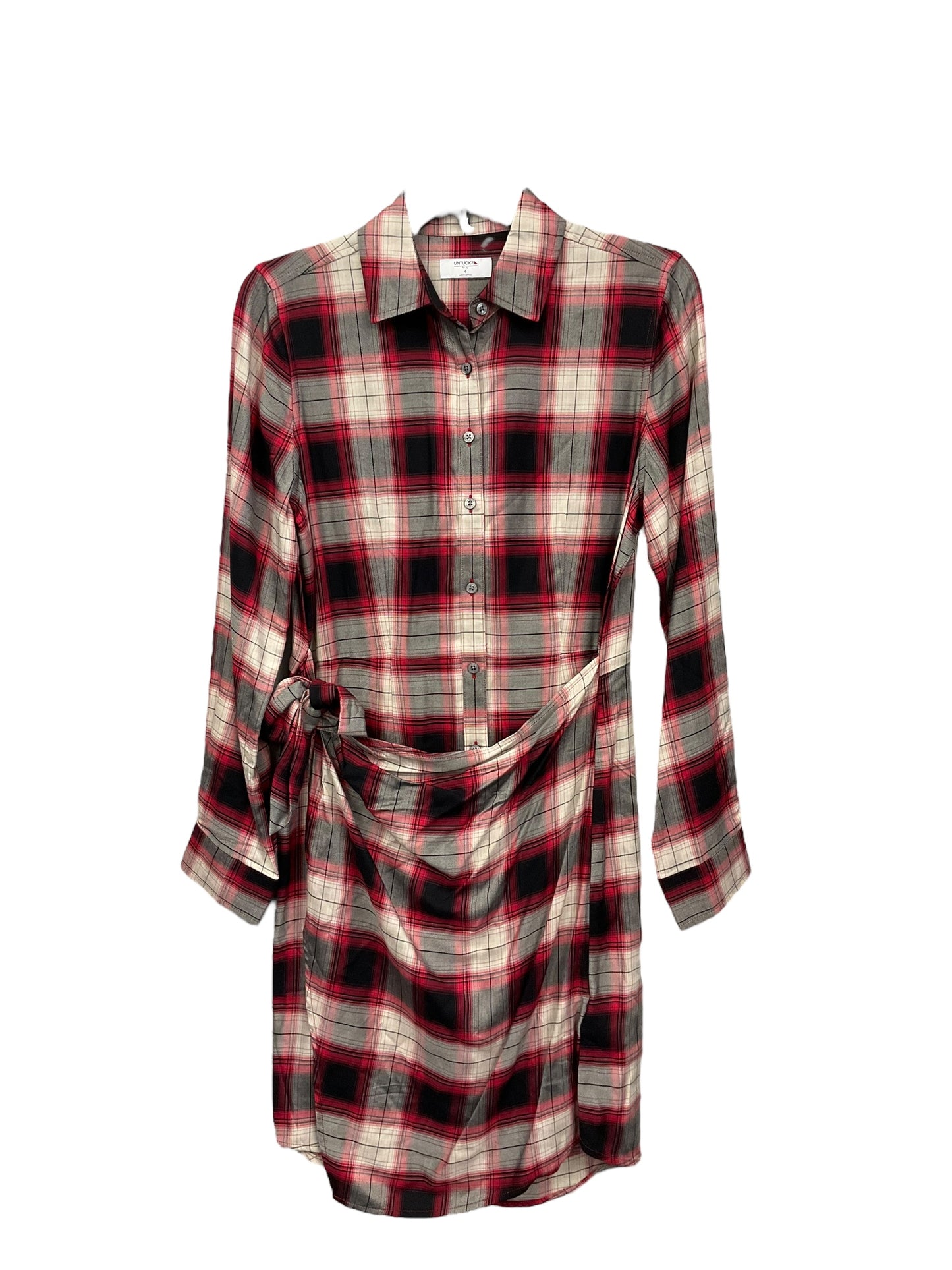 Plaid Pattern Dress Casual Midi Clothes Mentor, Size S