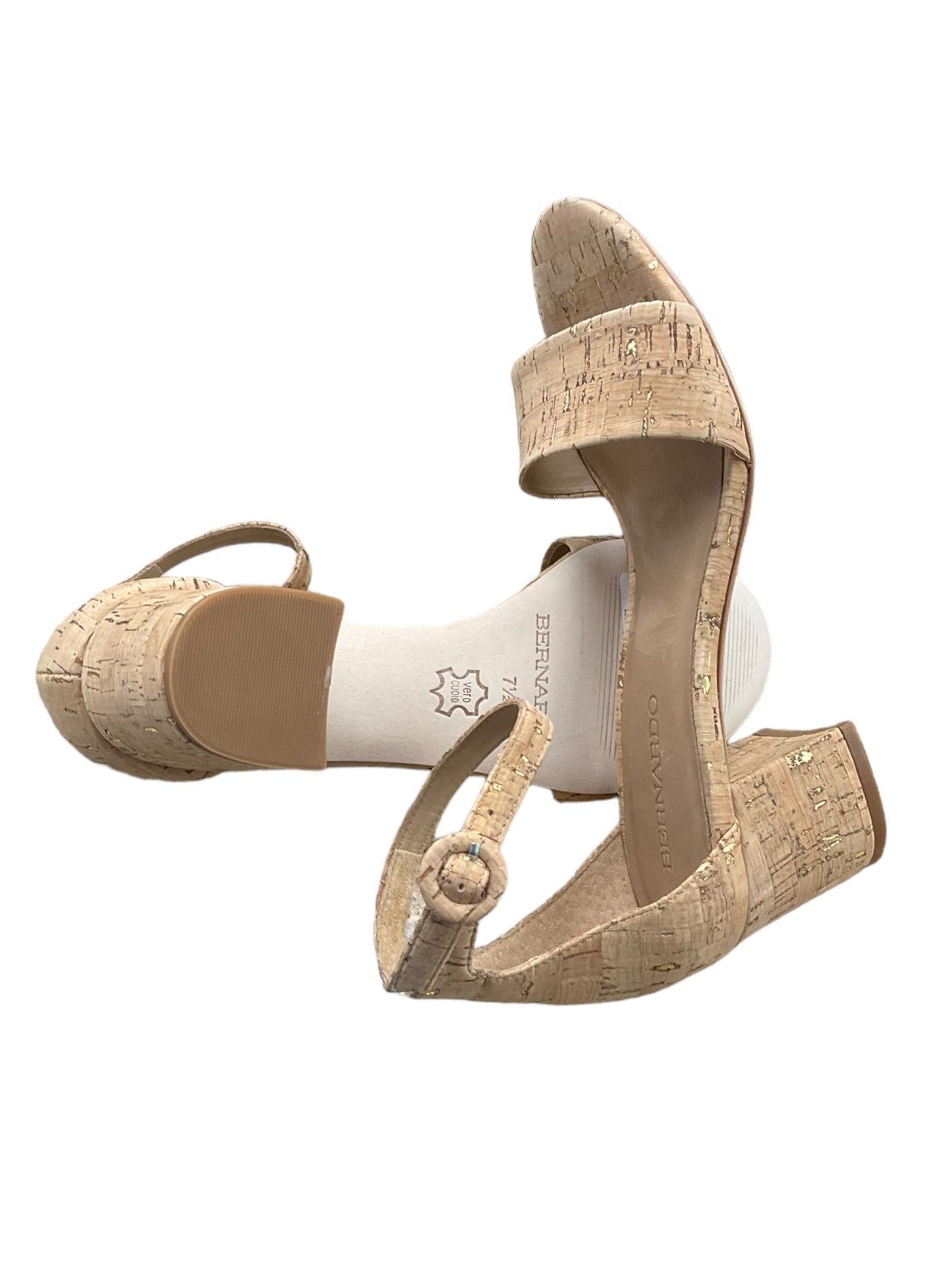 Beige Sandals Heels Block Bernardo, Size 7.5