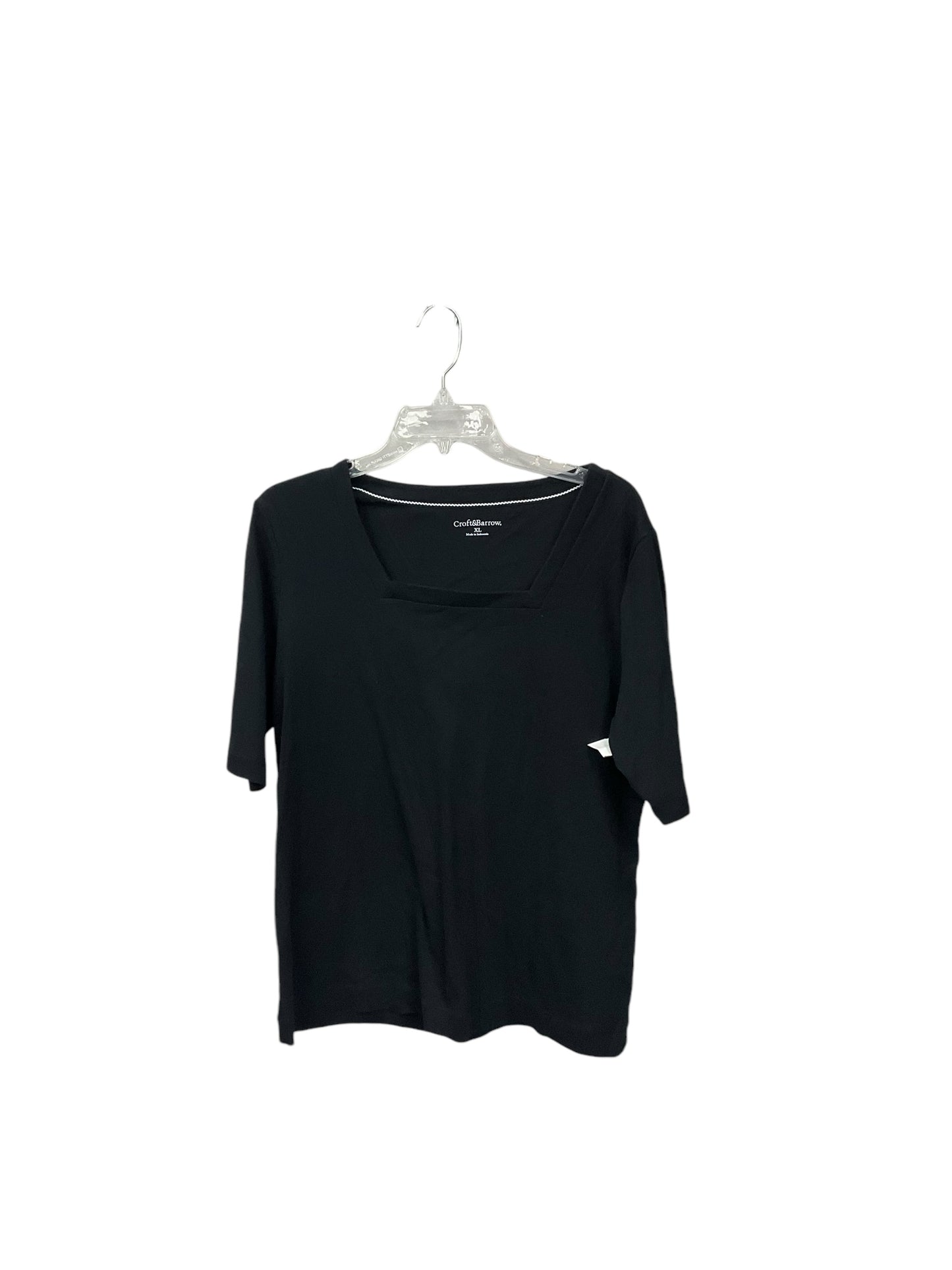 Top Short Sleeve Basic By Croft And Barrow In Black, Size: Xl