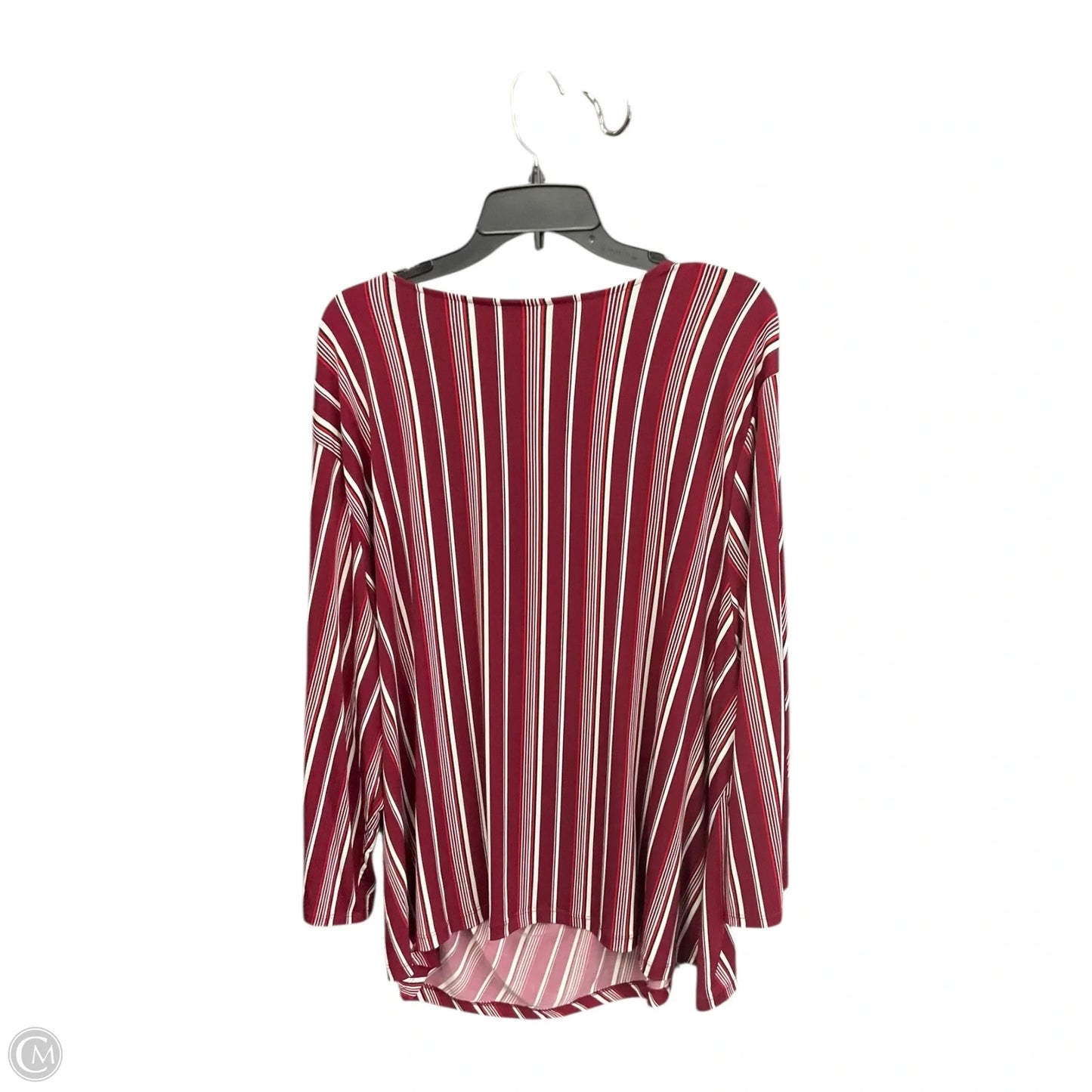 Top Long Sleeve By Liz Claiborne In Red & White, Size: 3x