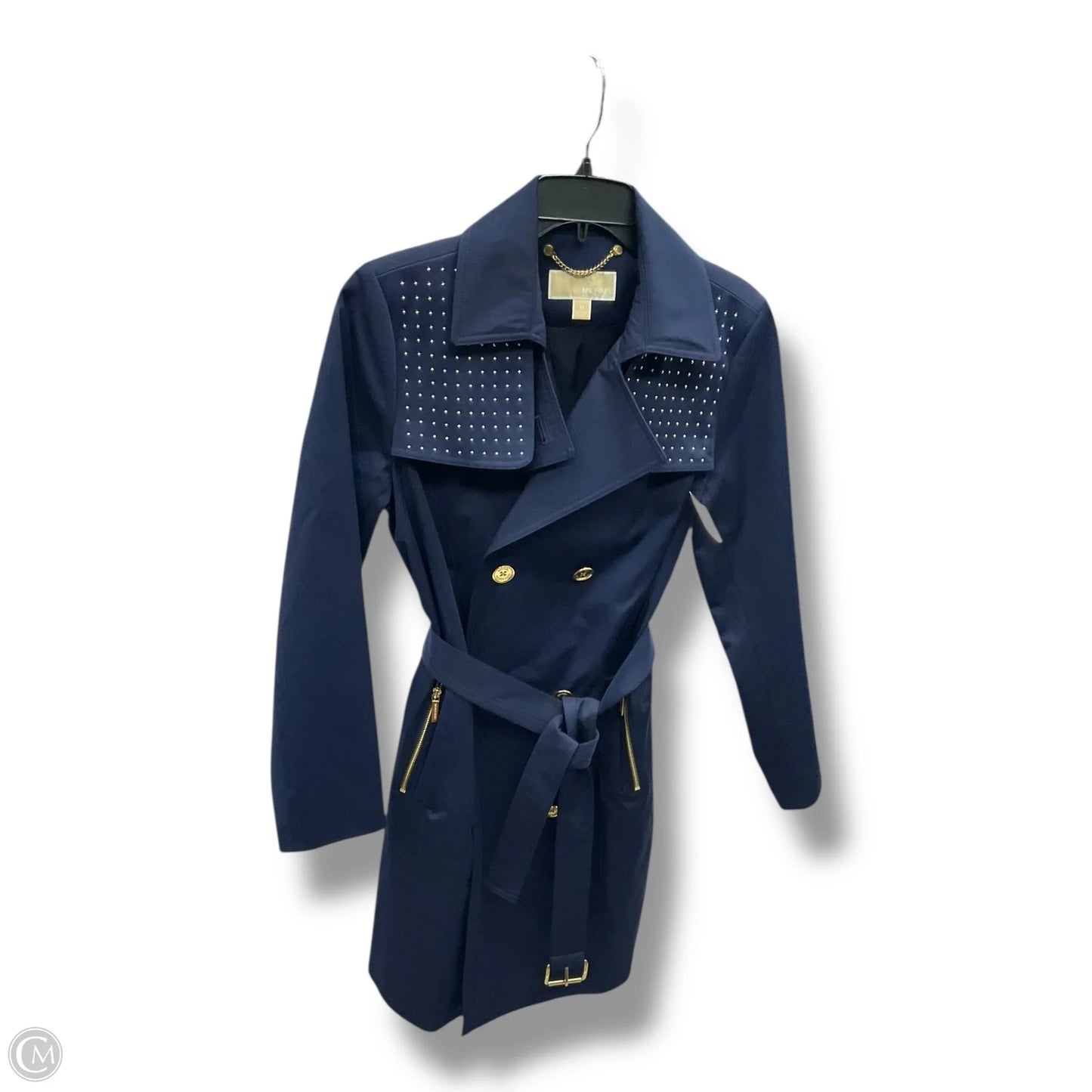 Coat Trench Coat By Michael By Michael Kors In Blue, Size: M
