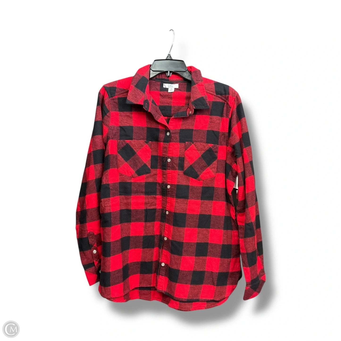 Blouse Long Sleeve By Croft And Barrow In Plaid Pattern, Size: M