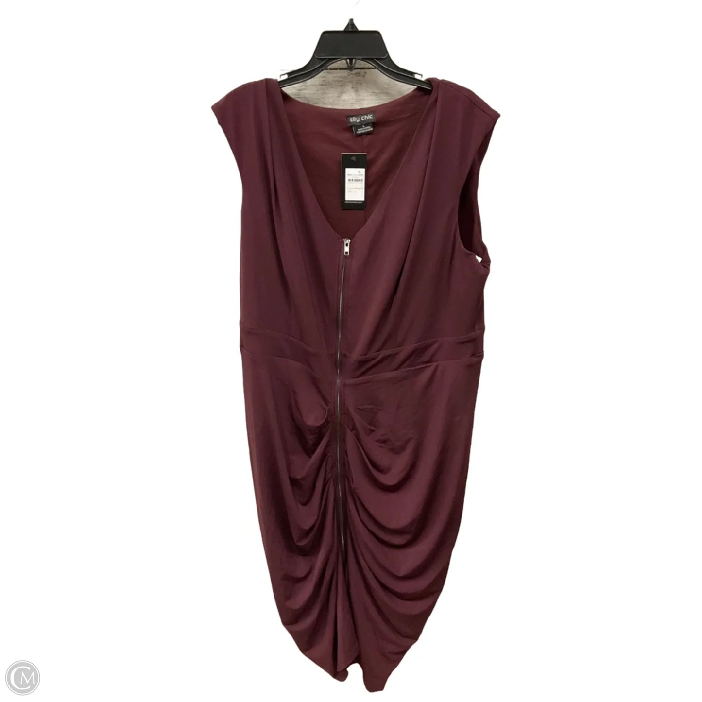 Dress Party Midi By City Chic In Maroon, Size: L