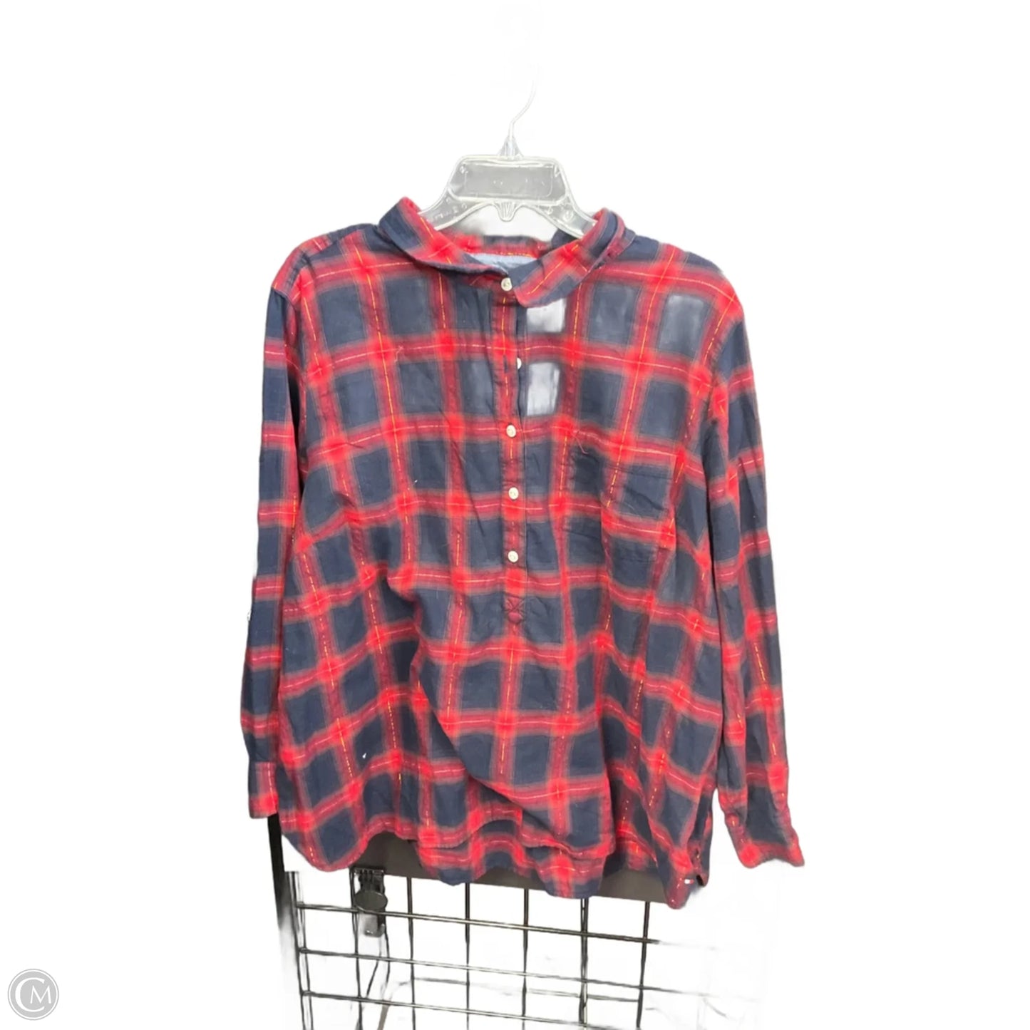 Blouse Long Sleeve By Tommy Hilfiger In Plaid Pattern, Size: 2x