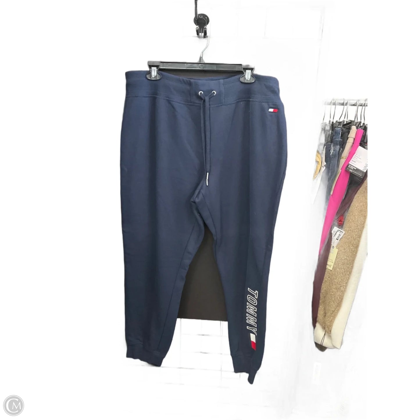 Athletic Sweatshirt Hoodie By Tommy Hilfiger In Navy, Size: 1x