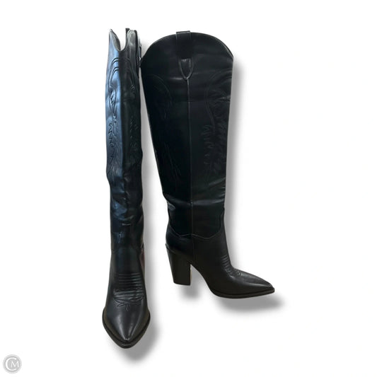 Boots Knee Heels By Clothes Mentor In Black, Size: 9