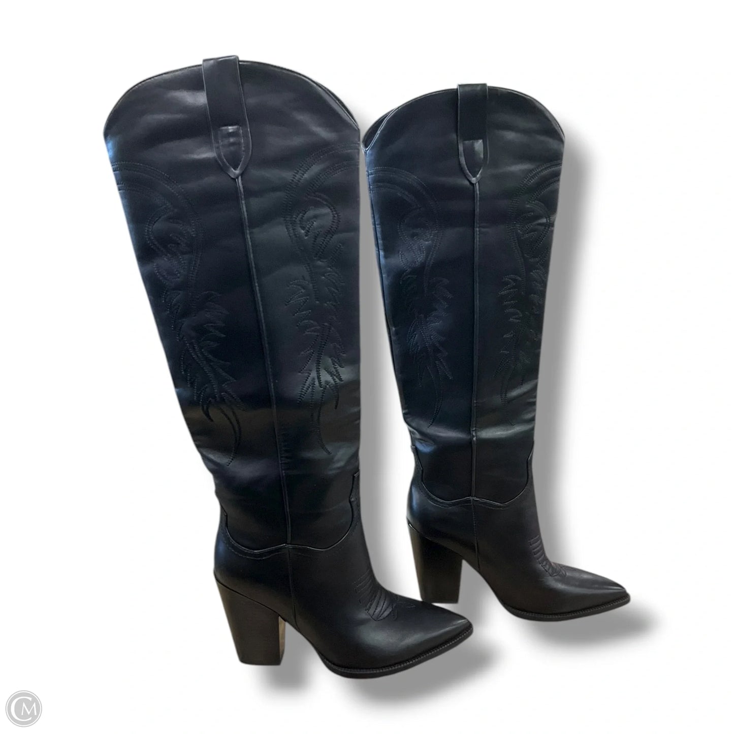 Boots Knee Heels By Clothes Mentor In Black, Size: 9