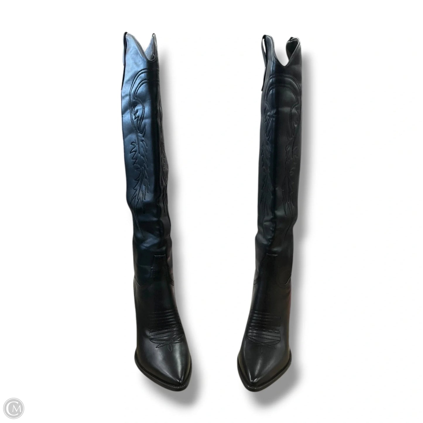 Boots Knee Heels By Clothes Mentor In Black, Size: 9